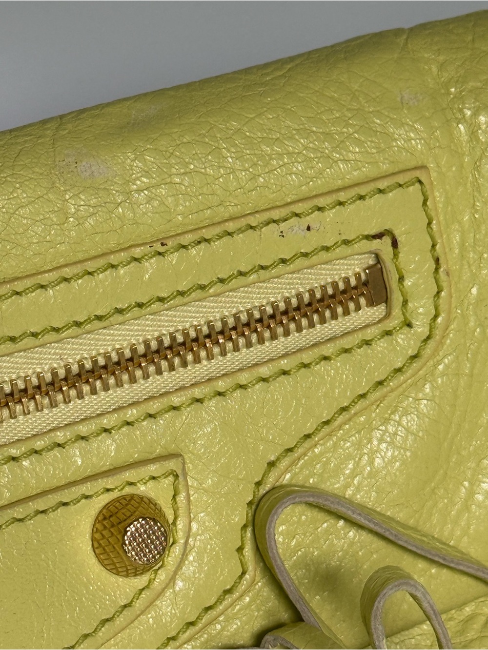 Balenciaga Giant 12 Gold Envelope Clutch Jaune Citron Yellow Leather - Picture 8 of 12